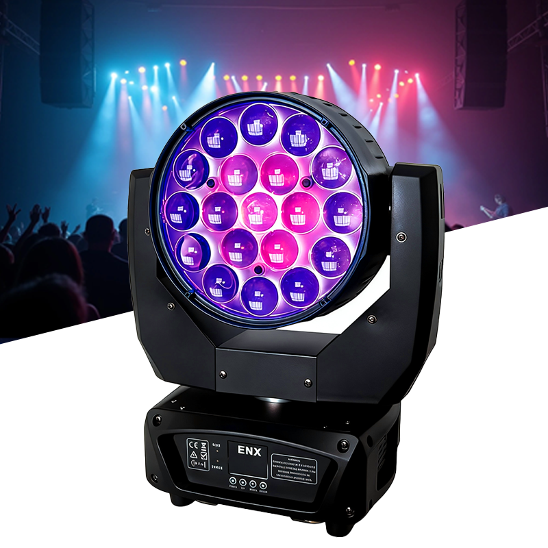 Igracelite 19×15W RGBW Wash LED Moving Head Light, DMX512 15/23CH Stage Lighting Fixture with Zoom, 540° Pan 280° Tilt, Strobe & Color Mixing
