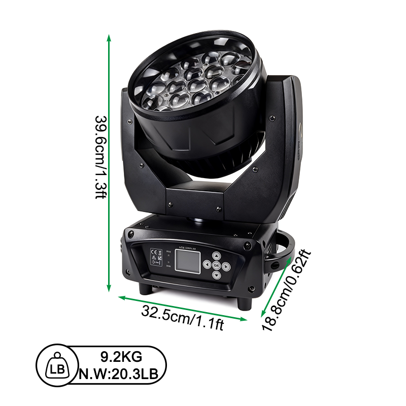19*12W zoom aura led wash moving head light