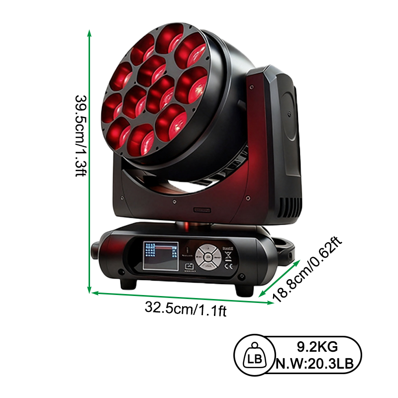 12*40W rgbw 4in1 beam zoom wash Led moving head light