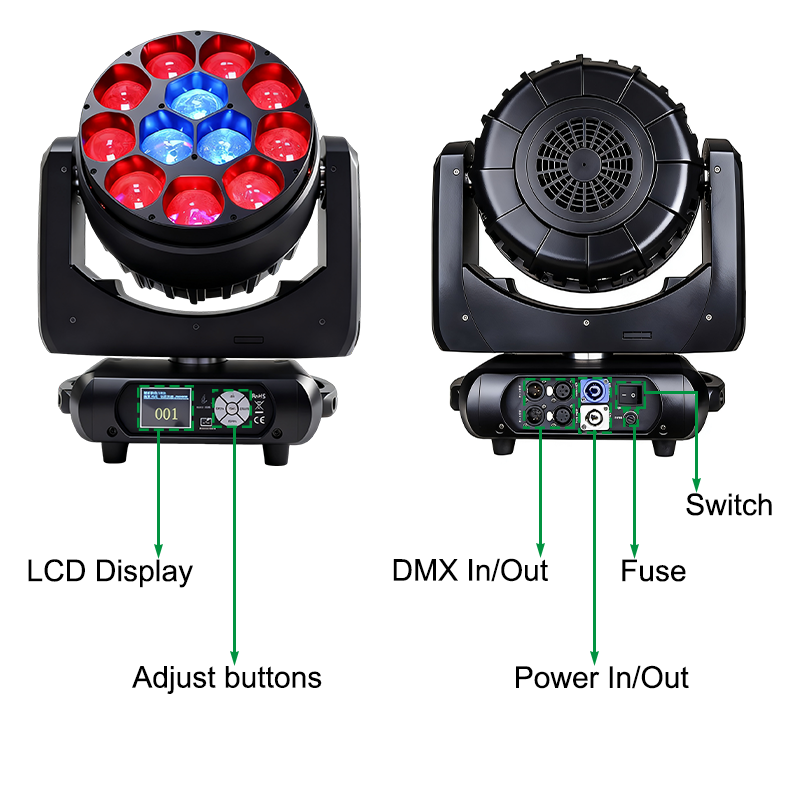 Igracelite 12*40W rgbw 4in1 beam zoom wash Led moving head light