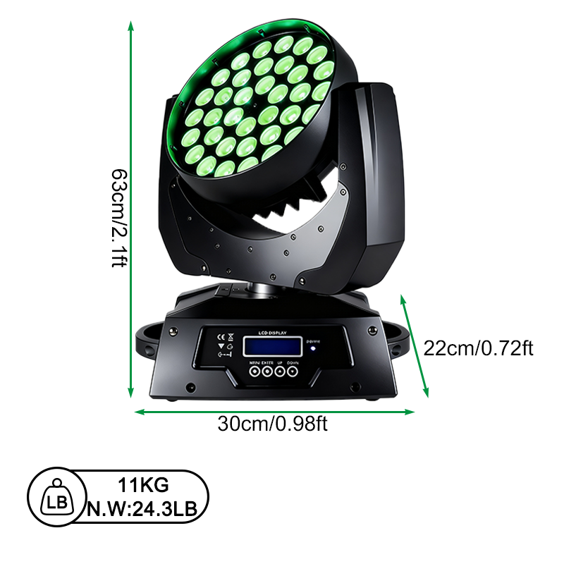36x10w rgbw 4in1 Led moving head  wash zoom light