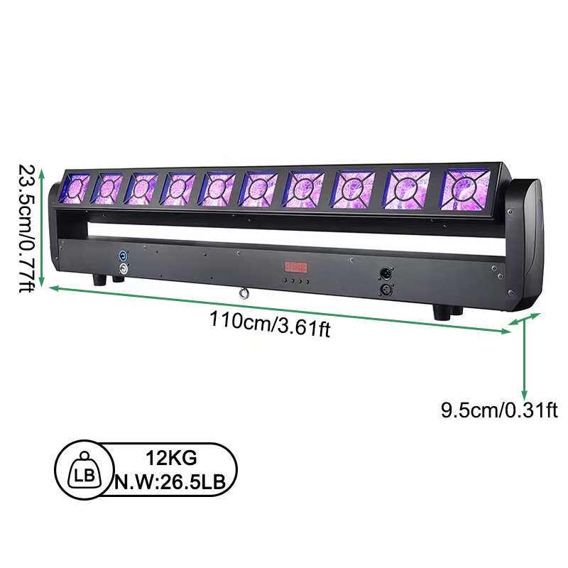 Igracelite 350W 2-in-1 LED Stage Light with 10x25W RGBW Beam & 160x0.3W RGBYA Wash, DMX512 Sound-Active Auto Control for DJ Disco Party Lighting