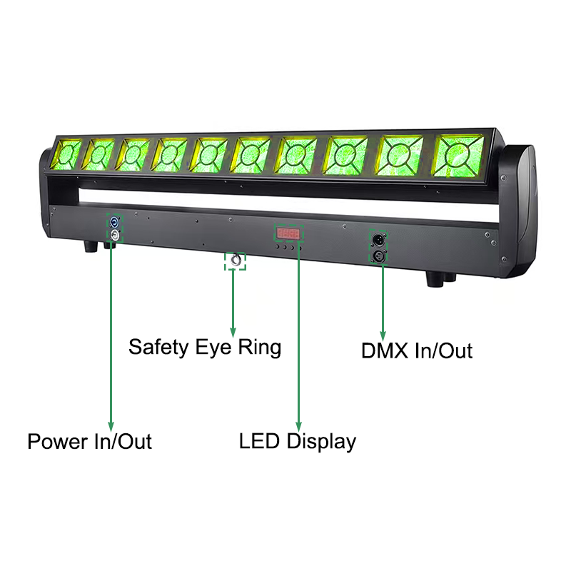 Igracelite 350W 2-in-1 LED Stage Light with 10x25W RGBW Beam & 160x0.3W RGBYA Wash, DMX512 Sound-Active Auto Control for DJ Disco Party Lighting