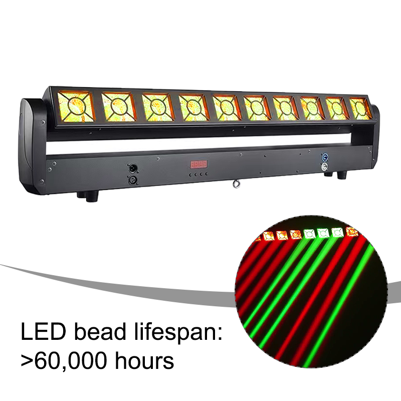 Igracelite 350W 2-in-1 LED Stage Light with 10x25W RGBW Beam & 160x0.3W RGBYA Wash, DMX512 Sound-Active Auto Control for DJ Disco Party Lighting