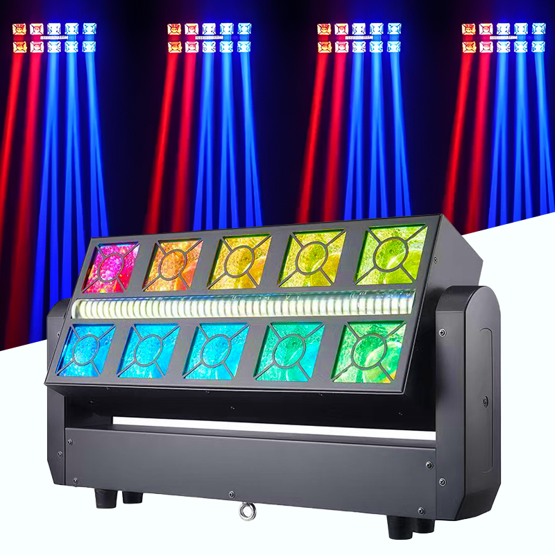 Igracelite 350W Beam Moving Head Light 3-in-1: Beam Wash Strobe with 10x25W RGBW Beam, 160x0.3W RGBYA Wash & 96x1W Strobe LEDs for DJ Club Stage Lighting