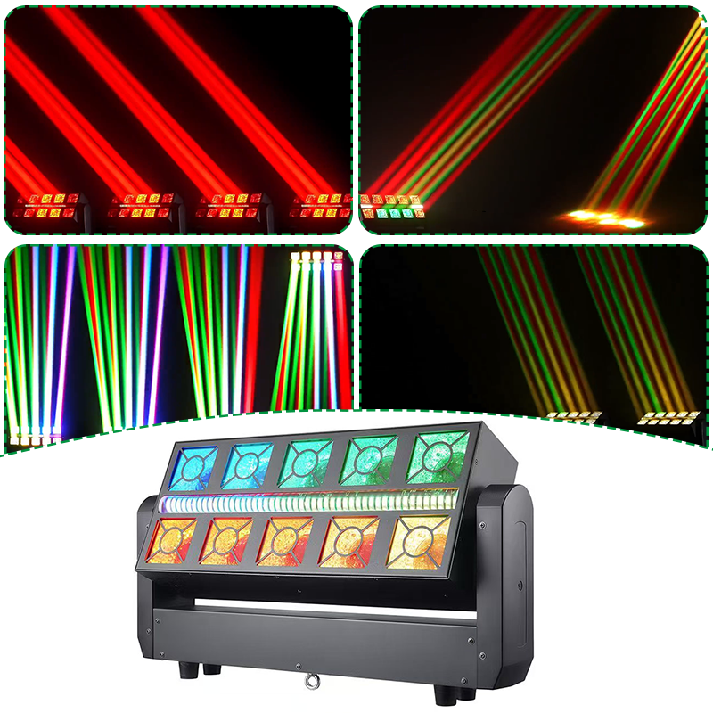 Igracelite 350W Beam Moving Head Light 3-in-1: Beam Wash Strobe with 10x25W RGBW Beam, 160x0.3W RGBYA Wash & 96x1W Strobe LEDs for DJ Club Stage Lighting