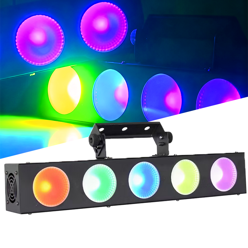 Igracelite 80W LED Wall Washer Light, 5×10W RGBW 4-in-1 LEDs, Individual LED Control, DMX512 & Sound Active