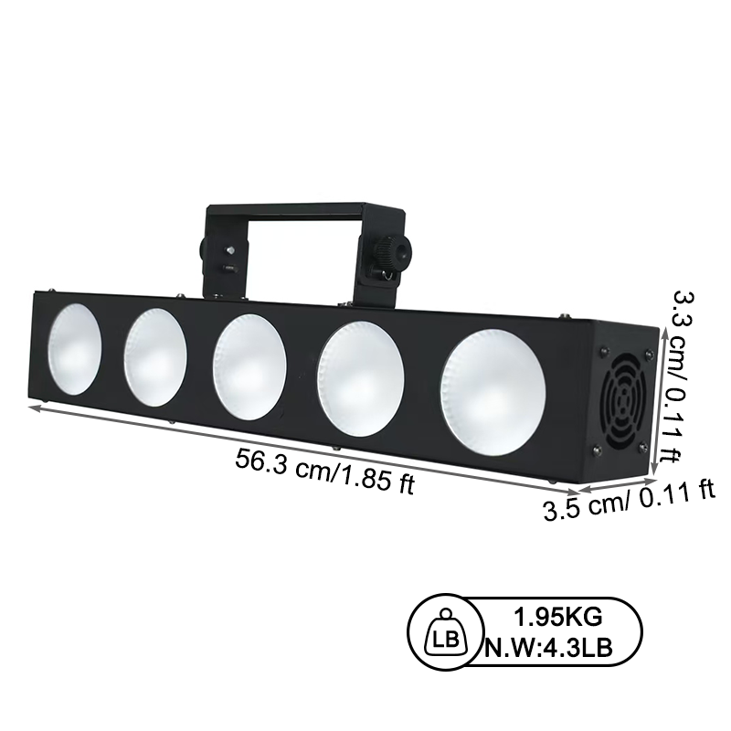 Igracelite 80W LED Wall Washer Light, 5×10W RGBW 4-in-1 LEDs, Individual LED Control, DMX512 & Sound Active