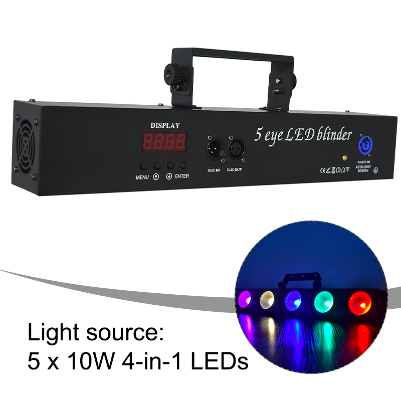 Igracelite 80W LED Wall Washer Light, 5×10W RGBW 4-in-1 LEDs, Individual LED Control, DMX512 & Sound Active