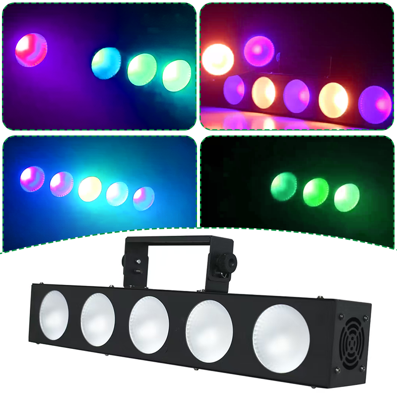 Igracelite 80W LED Wall Washer Light, 5×10W RGBW 4-in-1 LEDs, Individual LED Control, DMX512 & Sound Active