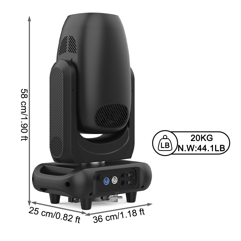 Igracelite 500W Moving Head, CMY Color Mixing, 2-45° Linear Zoom, 5-Facet + Linear Prism, 7 Rotating Gobos for Stage, Theater & Live Events