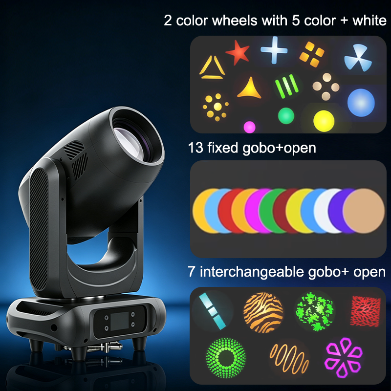 Igracelite 500W Moving Head, CMY Color Mixing, 2-45° Linear Zoom, 5-Facet + Linear Prism, 7 Rotating Gobos for Stage, Theater & Live Events