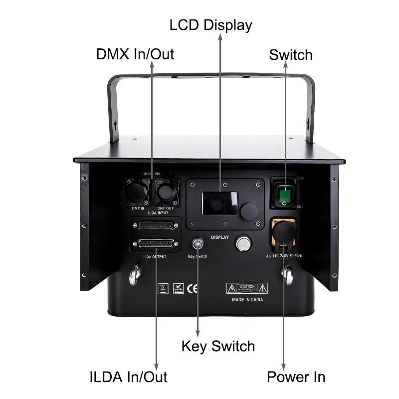 Igracelite 15W RGB Laser Light Projector, IP65 Waterproof, 30Kpps Galvo, DMX & ILDA Control for Outdoor Stage & Events
