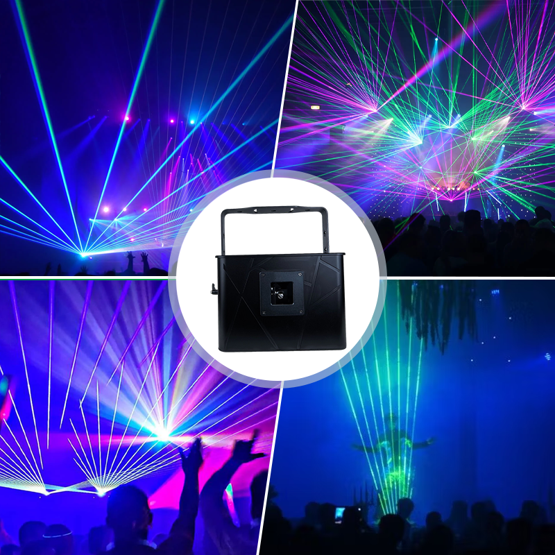 Igracelite 15W RGB Laser Light Projector, IP65 Waterproof, 30Kpps Galvo, DMX & ILDA Control for Outdoor Stage & Events