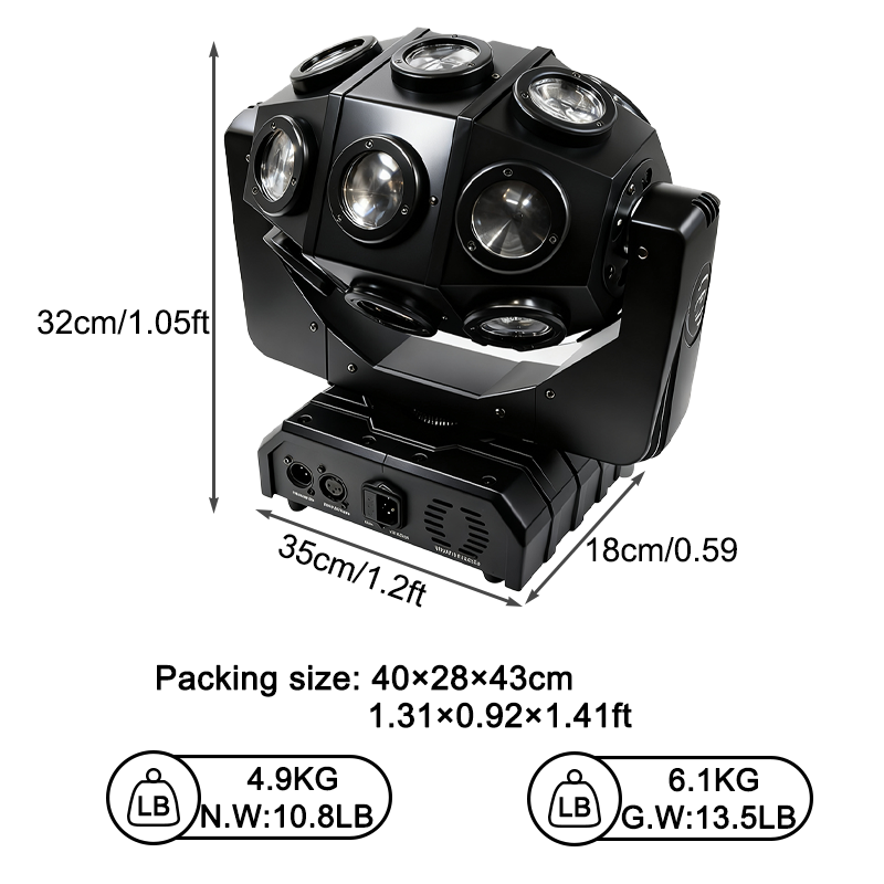 Igracelite 18X12W RGBW 4in1 Beam LED Stepless Rotating Moving Head Beam Light