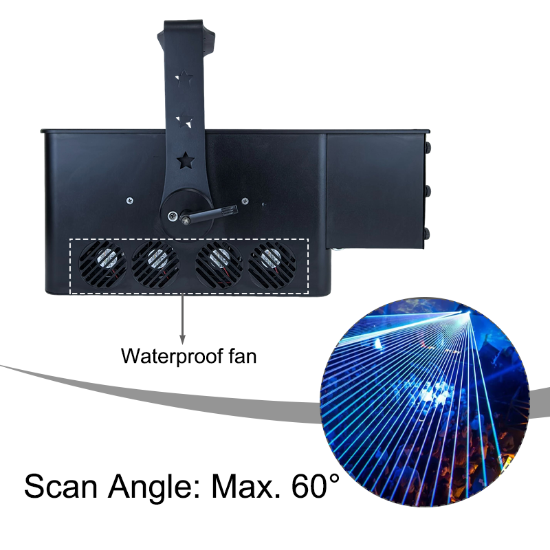 Igracelite 15W RGB Laser Light Projector, IP65 Waterproof, 30Kpps Galvo, DMX & ILDA Control for Outdoor Stage & Events