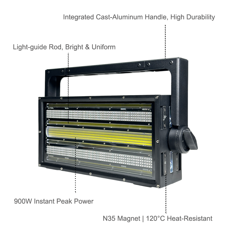 Igracelite IP65 Waterproof 550W RGB LED Strobe Light with DMX512 Control, Color Mixing and Oscillating Effects for Professional DJ, Stage, Party, Club Lighting