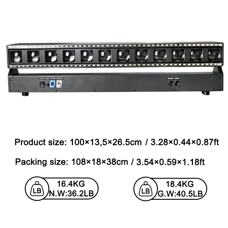 Igracelite 12x40W RGBW 4in1 LED Moving Head Stage Light