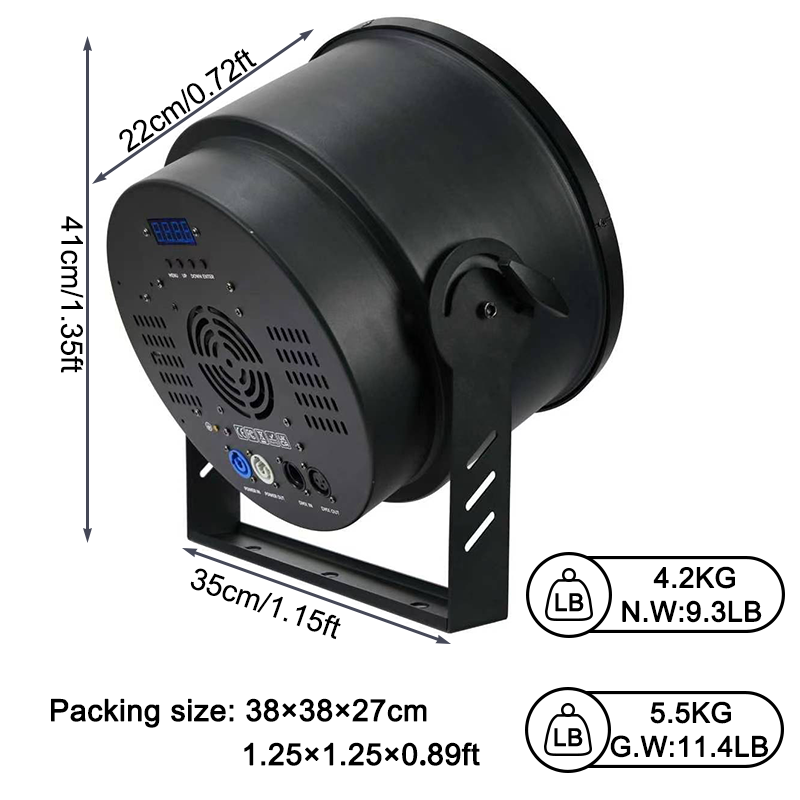 Igracelite 300W RGBW LED Beam Light, 80W Center LED, RGB Auxiliary Ring & Magic-Color Ring, DMX512, Sound Active for Stage & Events