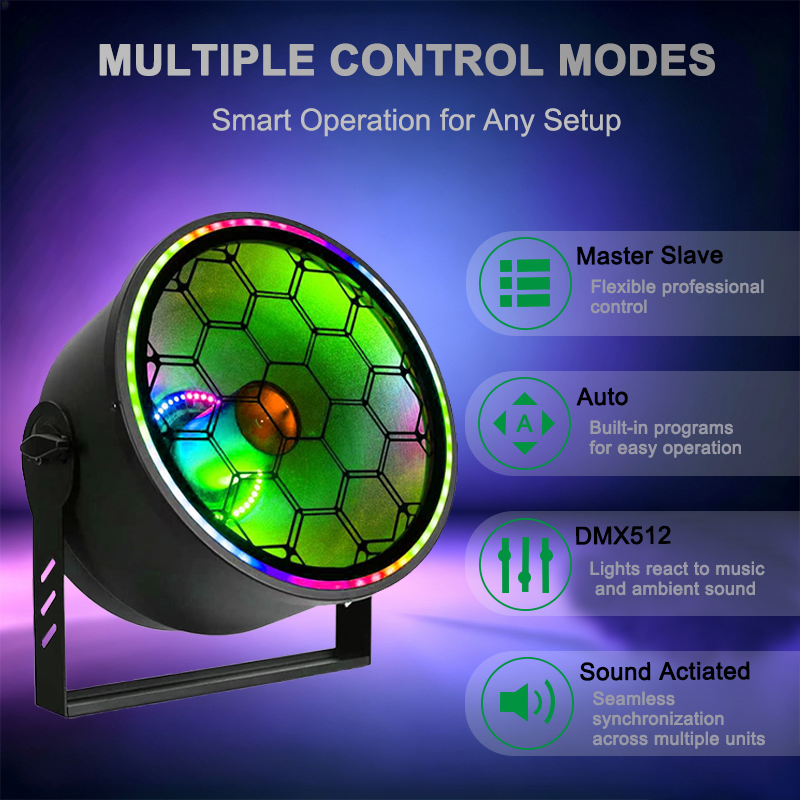 Igracelite 300W RGBW LED Beam Light, 80W Center LED, RGB Auxiliary Ring & Magic-Color Ring, DMX512, Sound Active for Stage & Events