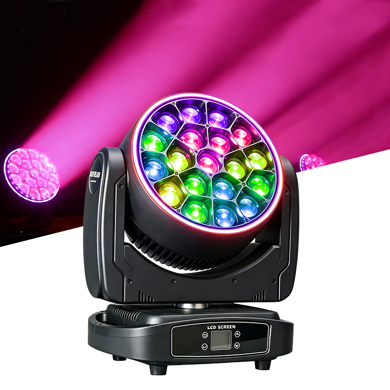 Igracelite 800W Zoom LED Moving Head, 19 RGBW + 52 RGB LEDs, Wash, Gobo & Rotation, DMX512/RDM for Stage & Events