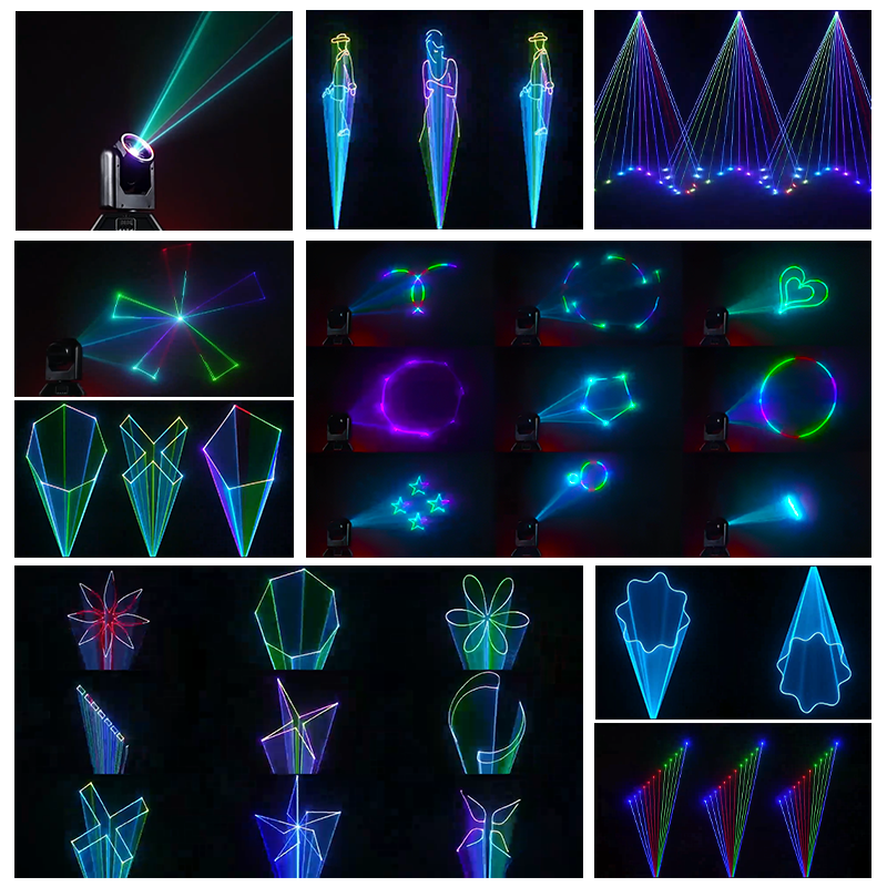 Igracelite 3W Laser Moving Head, RGB Full-Color Laser & 18×5050 RGB LEDs, X Infinite Rotation, DMX512 for Stage & Events