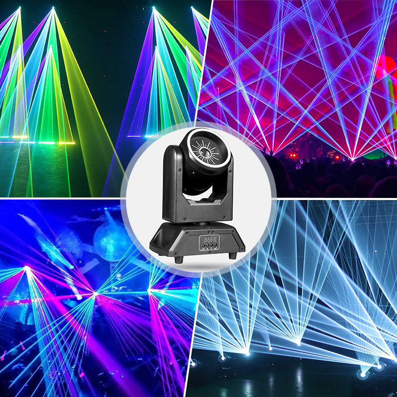Igracelite 3W Laser Moving Head, RGB Full-Color Laser & 18×5050 RGB LEDs, X Infinite Rotation, DMX512 for Stage & Events