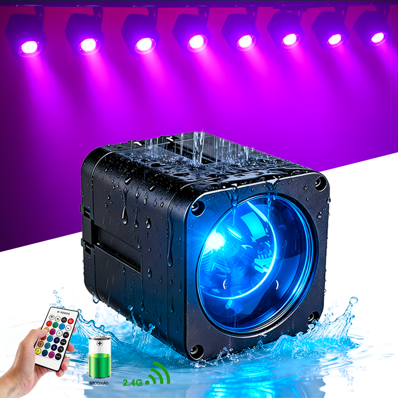 Igracelite 20W IP65 Battery-Powered LED Uplight with RGBWAUV 6-in-1 LED and DMX512 Control
