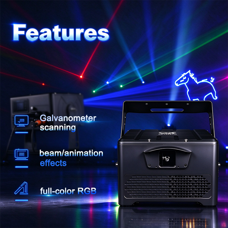 Igracelite 10W/15W/20W IP66 Waterproof Laser Light with RGB Beam and Animation Effects for Outdoor Stages