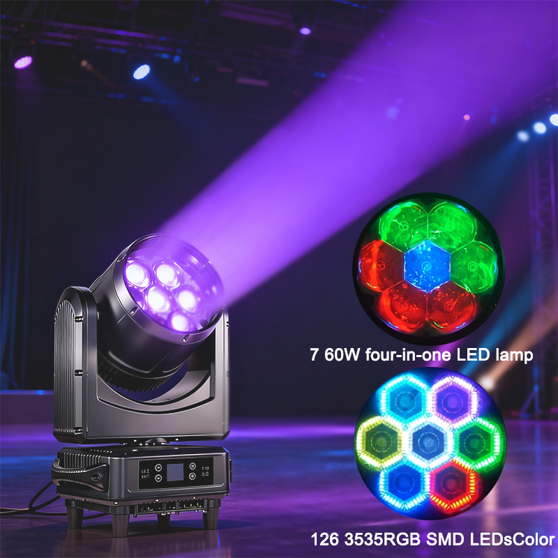 Igracelite 7x60W IP65 LED Moving Head with Beam and Wash Effects for Outdoor Stages