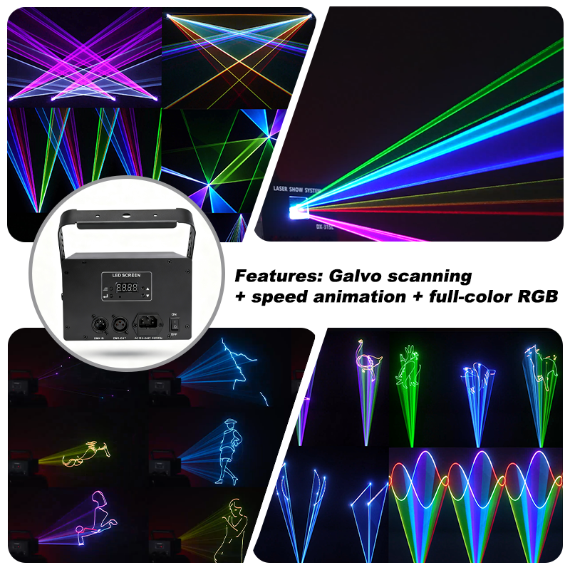 Igracelite 3W Animation Laser Light with Full-Color RGB Beam Effects for Indoor Stages