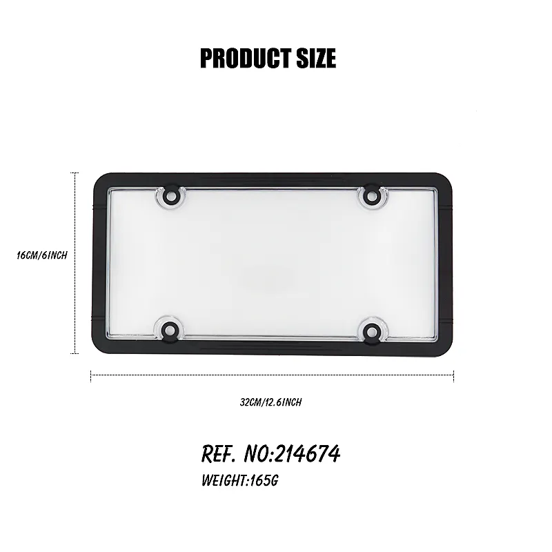 High Quality Plastic Car ABS License Plate Frame With PC Cover