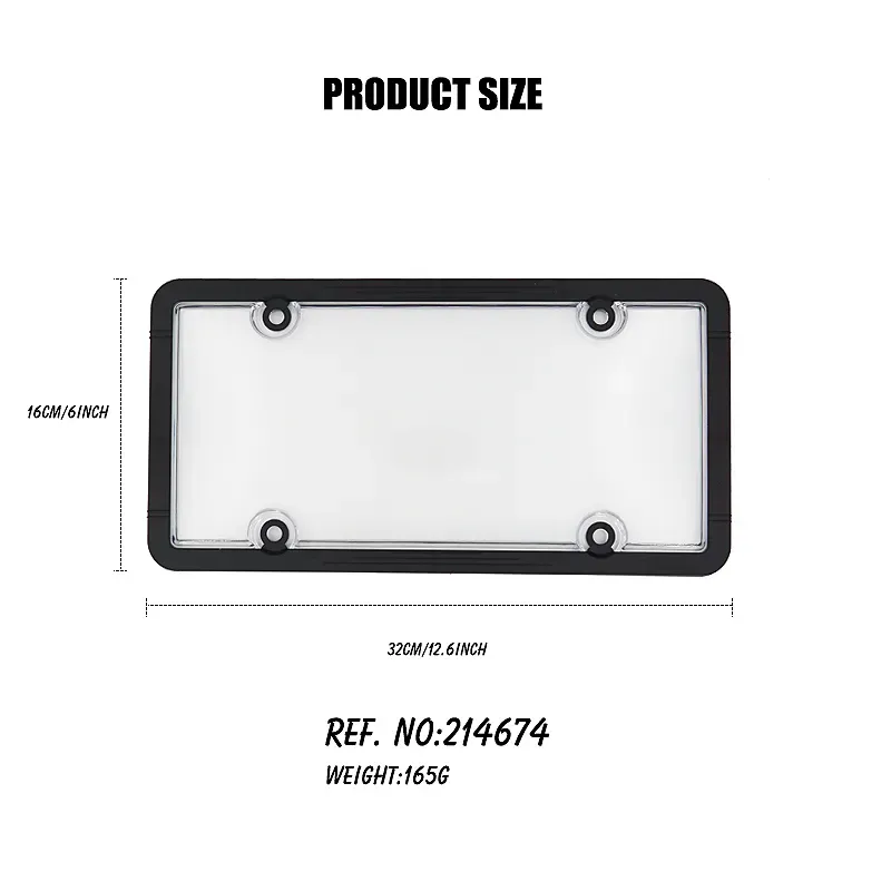 High Quality Plastic Car ABS License Plate Frame With PC Cover