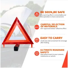 Dot Approved Red High Visibility Reflective Emergency Safety Warning Sign Triangle for Cars
