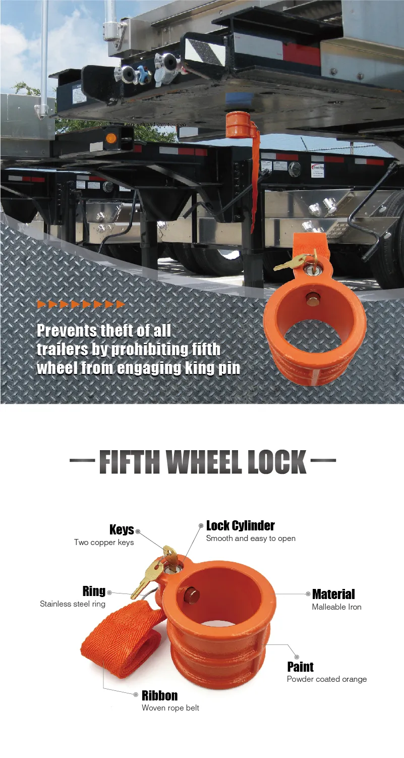 King Pin Lock, Orange Powder Coated with Safety Ribbon