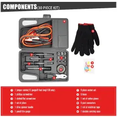Custom Universal 30 pieces Tool Set Auto Car Emergency repair and rescue Kit With Jumper Cables
