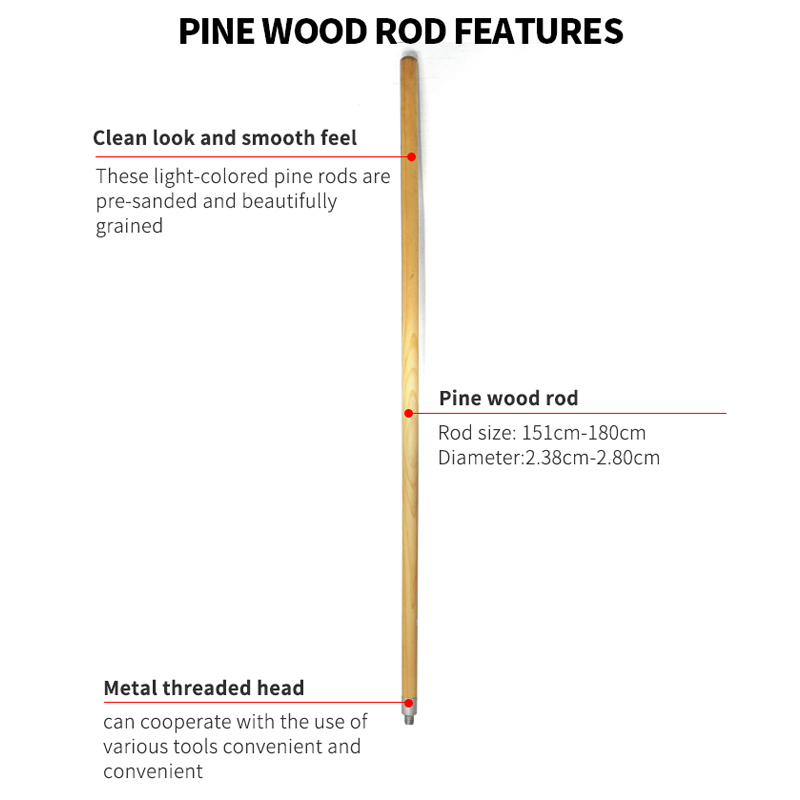 Pine Wood Rod Cleaning Broom Stick for paint broom