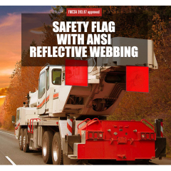 FMCSA 393.87 approved 18 x 18 Inch Inch PVC Mesh Jersey Mesh Safety Flag with Wire Loop ANSI Reflective Webbing