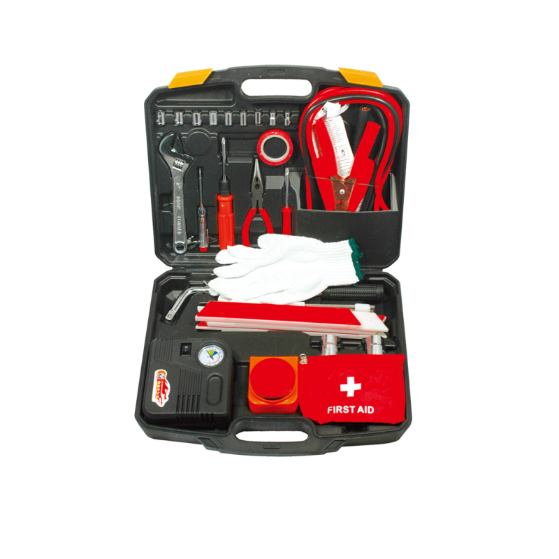 Custom Universal 17 pieces Tool Set Auto Car Emergency repair and rescue Kit With Jumper Cables