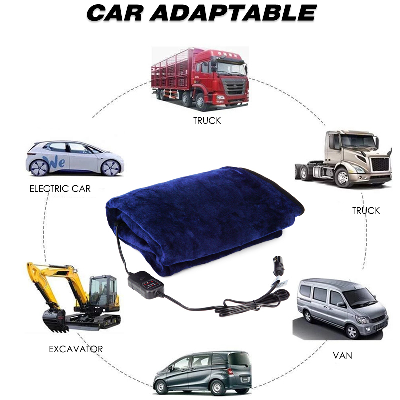 Flame Resistant Electric Car Blanket Heated 12 Volt Travel Throw For