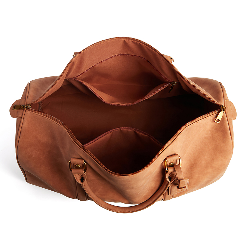 Logo suede leather holdall