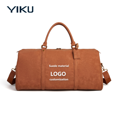 Logo suede leather holdall