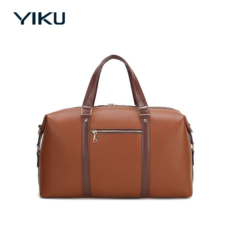 Luxury Leather Weekender Bag - Vintage Vintage Travel Carryall with Brass Hardware