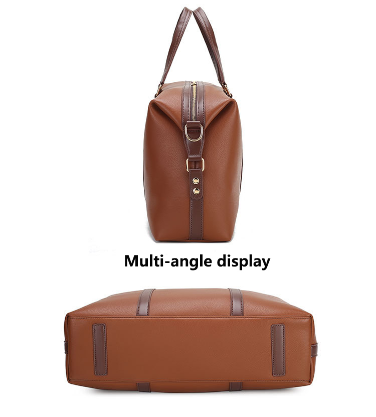 Luxury Leather Weekender Bag - Vintage Vintage Travel Carryall with Brass Hardware