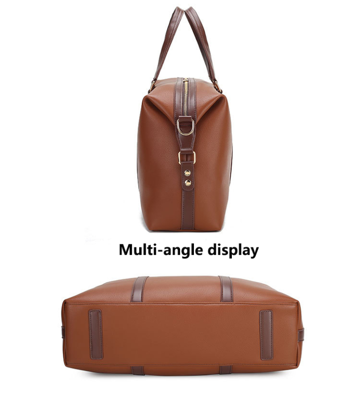 Luxury Leather Weekender Bag - Vintage Vintage Travel Carryall with Brass Hardware