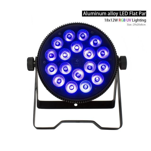 Aluminum Alloy LED Flat Par 18x12W RGB+UV Light DMX512 Stage Lighting For DJ Disco Party Projector Nightclub Fast Free Shipping