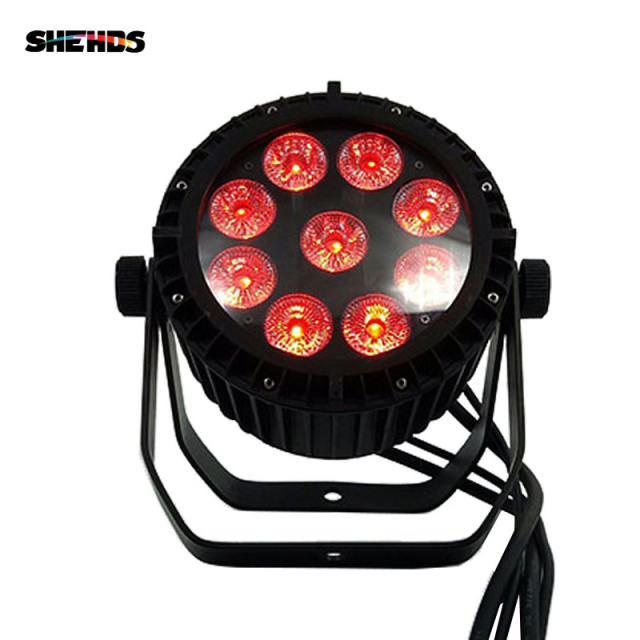 IP65 Waterproof LED Par 9x18W RGBWA+UV Lighting Cast Aluminum Black Body Free Shiping