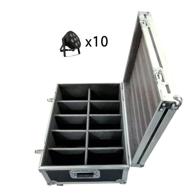 FlightCase With 6/8/10/12/16pcs LED Luxury DMX 8 Channels Led Flat Par Light 7x18W RGBWAUV 6IN1