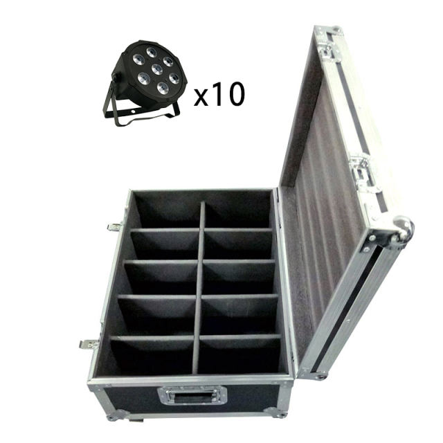Flight Case with 6/8/10/12/16pcs/lot LED Flat Par 7x3W violet Color Stage Lighting with Professional for Party KTV Disco