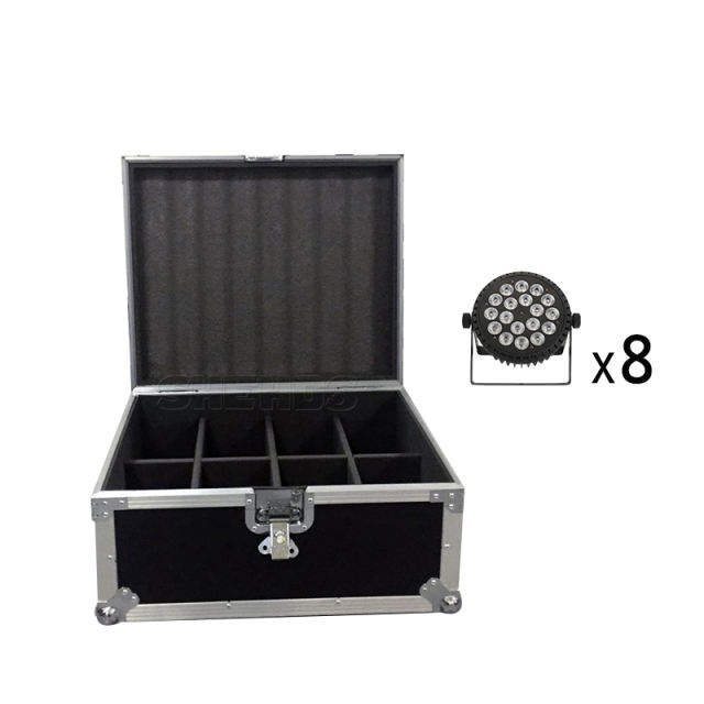 Flight Case with 4/6/8/10 pieces Aluminum alloy LED Flat Par 18x18W RGBWA+UV Lighting LED lighting  with 8pieces DMX Cables DJ